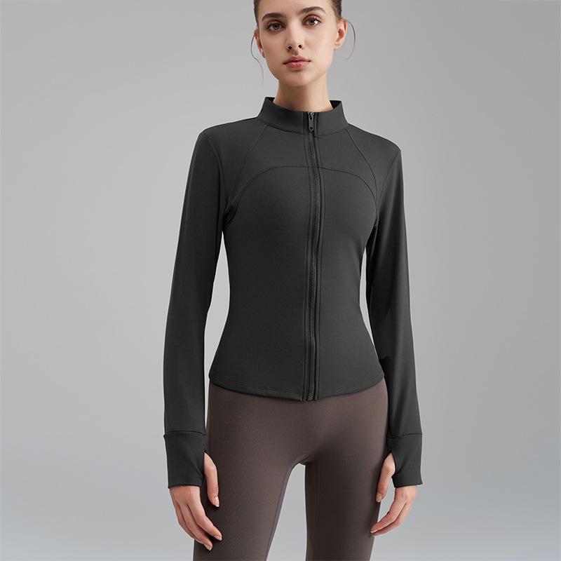 Женская флисовая куртка для йоги слим-фит - Воротник-стойка, Утепленная для осени/зимы