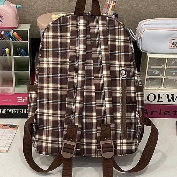 Рюкзак в стиле ретро с клетчатым принтом в виде щенка для осени/зимы — стильная универсальная школьная сумка для девочек