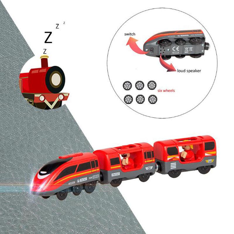 Kids Electric Train Toys Set Train Diecast Slot Toy Fit Standard Wooden Train Track Railway Gift For Children