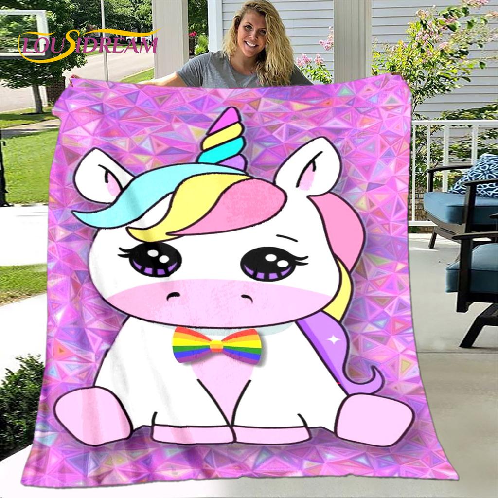 Cartoon Cute Unicorn Blanket,Flannel Blanket Throw Blanket,Children's Warm Blanket for Living Room Bedroom Beds Sofa Travel Gift
