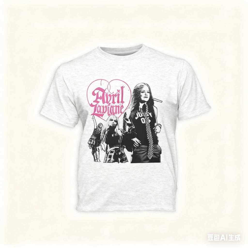 Графическая футболка Avril Lavigne Поп-панк Фан-футболка с ретро-дизайном в виде сердца Иконический принт рок-звезды 2026 Новый