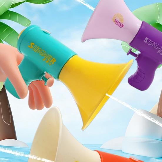Мультяшный водяной пистолет в форме рога для детей, летняя игрушка-брызгалка для пляжа и бассейна