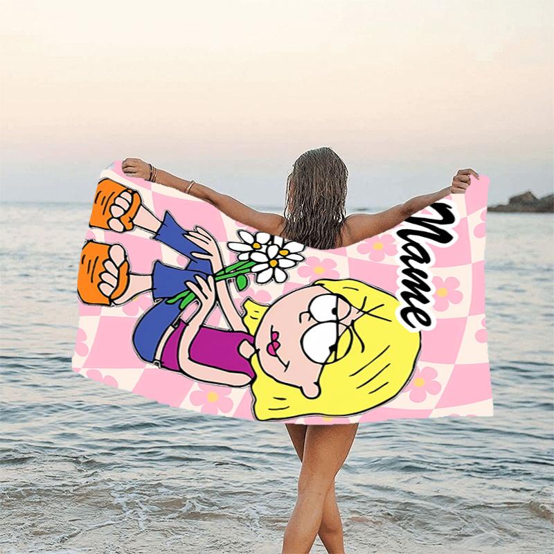 1pc Lizzie McGuire Y Sus Locuras2 Beach Towel with Custom Name, Beach/Swimming/Bath/Picnic/Camping Towel, Suitable for Seaside Beaches