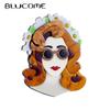 New Fashion Brooches for Women Acrylic Material Wear Glass Brown Hair Woman Brooch Beautiful Lady Jewelry Drop Shipping