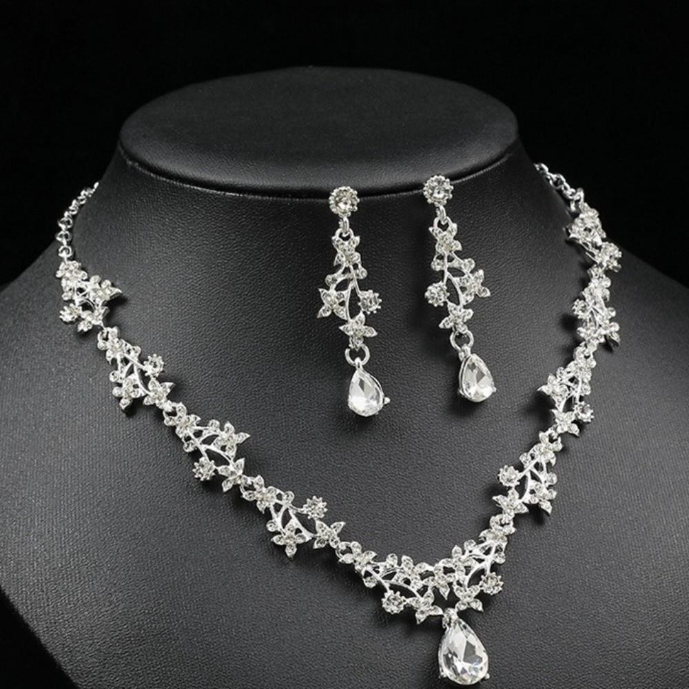 Luxury Necklace Earring Set Sparkling Crystal Bridal Necklace Wedding Jewelry Wedding Party
