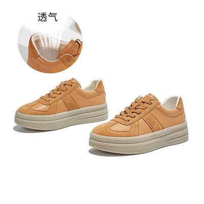 Ретро кожаные немецкие тренировочные туфли женские 2025 осенние новые модели не утомляют ноги, платформа белые туфли, повседневные и универсальные модные женские