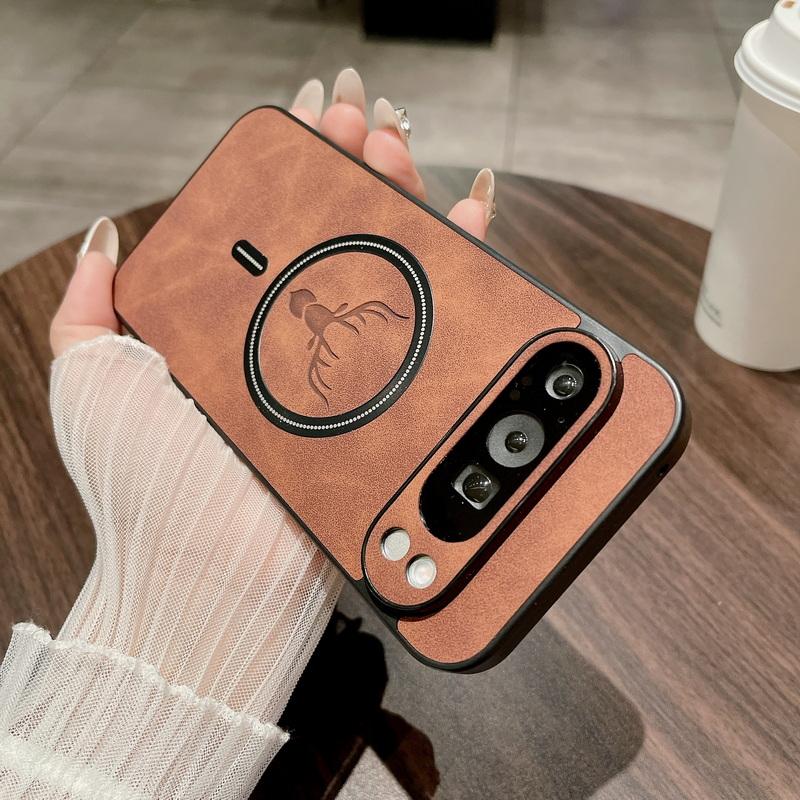 Тонкий мягкий кожаный чехол с рисунком оленя для Google Pixel 9 Pro XL 8A 8 7 Pro 7A, однотонный матовый ударопрочный чехол из ТПУ с беспроводной зарядкой и магнитным чехлом для телефона
