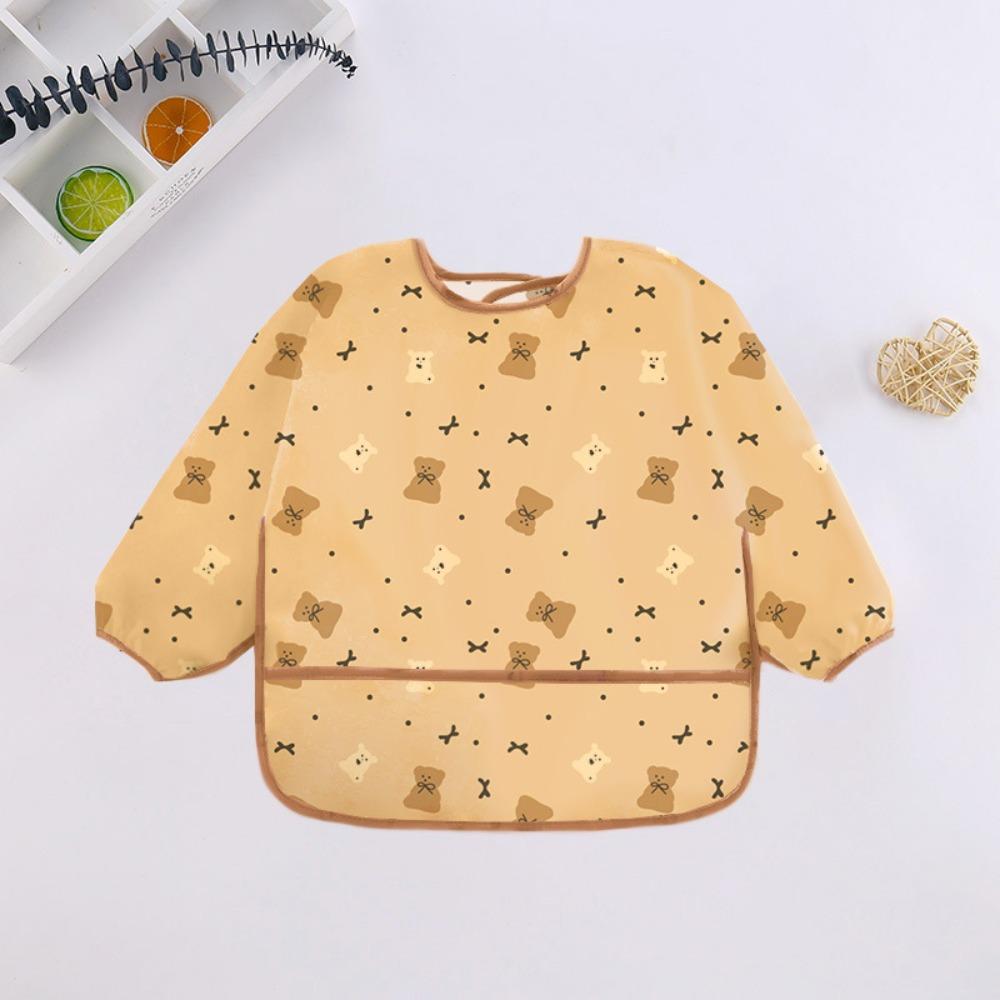 Adjustable Full Sleeve Apron Protective Front Long Sleeve Feeding Smock Durable Baby Bibs