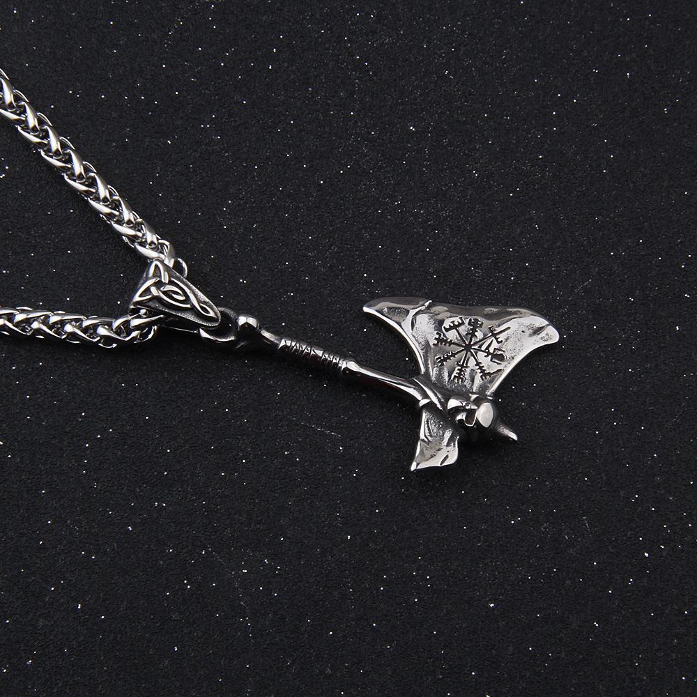 Ожерелье из нержавеющей стали с топором викингов, мужское ожерелье с кулоном в виде рунического компаса и флага, скандинавское винтажное ожерелье с топором викингов