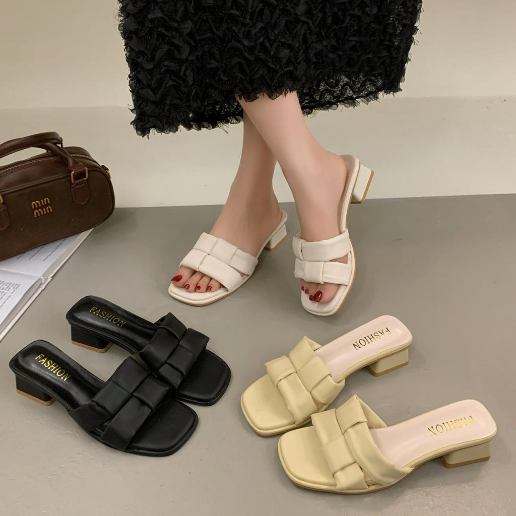 Модная обувь Низкий ПУ Резина Рим Каблуки-копыта Ткань Низкая обувь ПУ Рим Каблуки-копыта Ткань