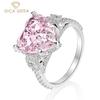 High Carbon Diamond Rings 925 Sterling Silver 12*12mm Heart Pink Gemstone Unique Design Romantic Fine Finger Jewelry Wedding Party Gifts