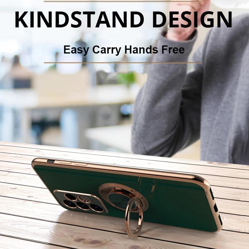 Чехол для телефона с металлическим кольцом и покрытием для Samsung Galaxy A13 A14 A15 A23 A24 A25 A32 A33 A34 A35 A52 A53 A54 A55 4G 5G задняя крышка