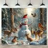 1 piece winter wonderland snowman and deer polyester backdrop fabric best for Christmas