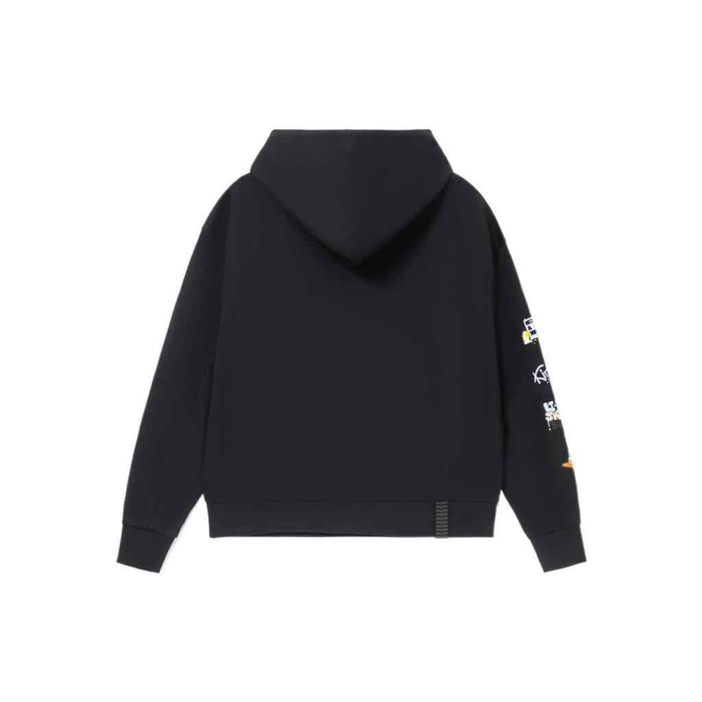 Li-Ning Скейтборд серии Fun Pattern Print Свободный пуловер с капюшоном Мужская толстовка с капюшоном Черный AWDS177-4