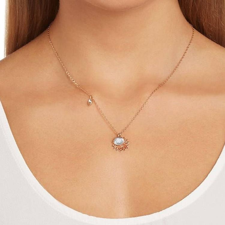 Swarovski Модное двойное ожерелье с подвеской подсолнух для женщин 5213245