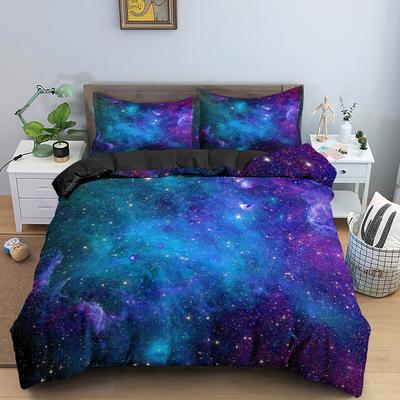Комплект пододеяльника Galaxy Односпальный Двуспальный Кинг-сайз Квин-сайз 2/3 предмета Постельное белье Комплект пододеяльника на тему Вселенной Космоса для детей