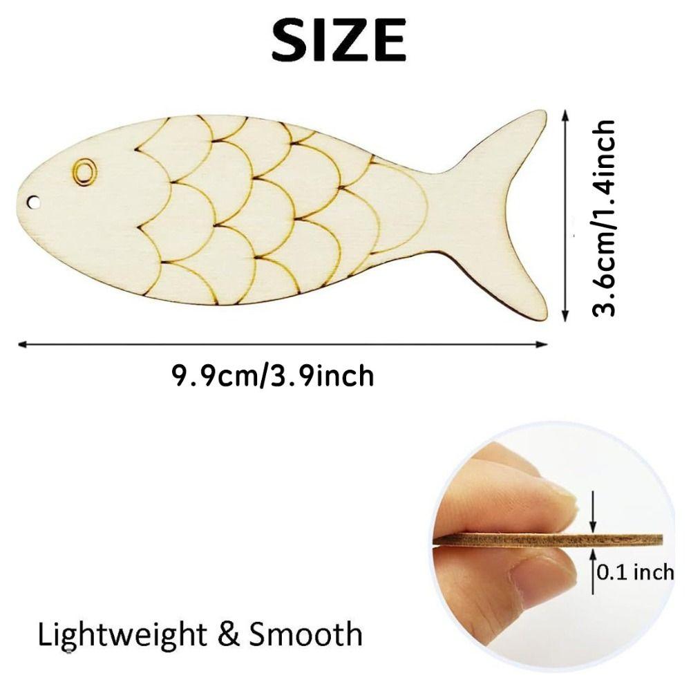 Wooden Wooden Fish Cutouts 10*3.6cm Fish Shaped Wood Cut Out  For Birthday