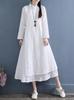 Весенние женские платья Vestidos Robe Elbise Свободные Большого размера Хлопок Лен Двухслойное Длинное платье