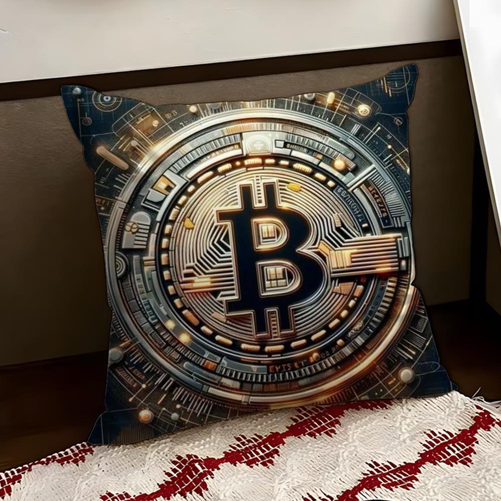 BBitcoin Криптовалюта Btc Наволочка Двусторонняя Мягкая Прочная Подушка Чехол для Дома Автомобиля Многосценарное Использование для Ежедневного Комфорта