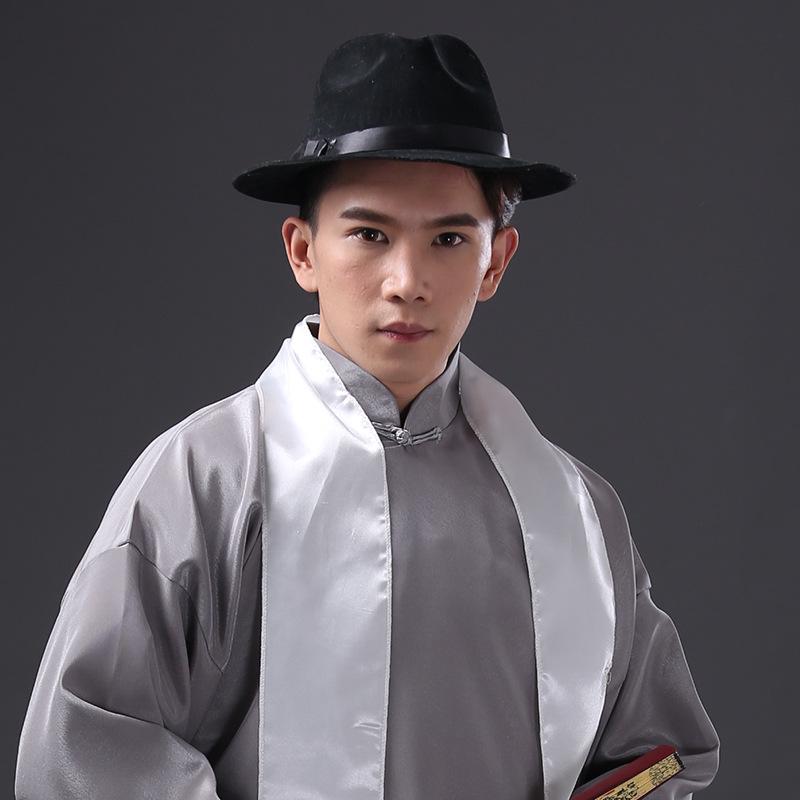 Мужской черный набор федора и халата: Длинное платье и шляпа-магический реквизит