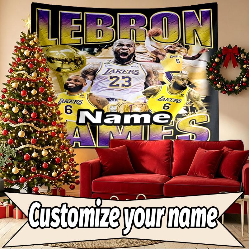 Custom Name Personalized Los Angeles Lakers basketball Print Tapestry, Wall Art Decor, Bedroom, Dorm, Apartment, LivingRoom, Party Backdrop, Gift for