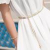 Vogue металлический тонкий пояс-цепочка с бусинами и завязками на поясе
