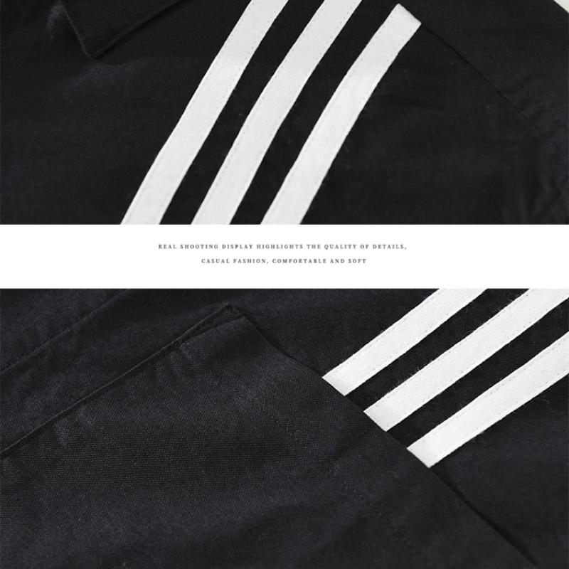 Корейская Мода Мужская Рубашка с Длинным Рукавом Уличный Стиль Полосатая Лоскутная Рубашка Весна и Осень Чистый Хлопок Повседневные Топы Молодежная Белая Рубашка