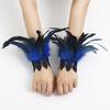 Black Lace Fluffy Feather Wrist Cuffs Lightweight Plume Bracelet Halloween Arm Cuff Gloves  Cosplay