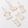 6/12Pcs Easter Wooden Bunny Pendants Blank Rabbit Wood Chips Kids Easter Party DIY Painting Crafts Gift Home Hanging Decoration