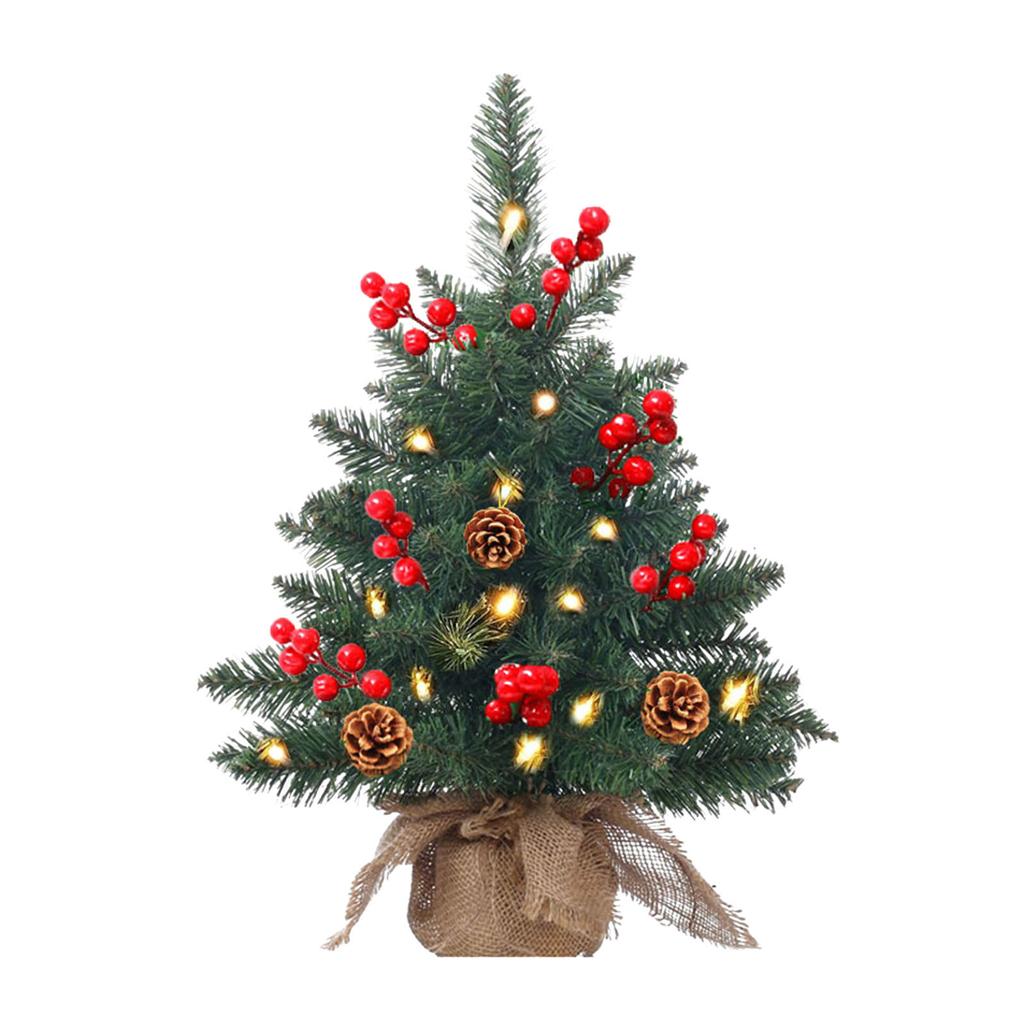 Christmas Tree With Lights, 20inch Table Top Miniature Christmas Trees Pre Lit Artificial Christmas Tree Spruce Desk Decoration With Miniature Tree
