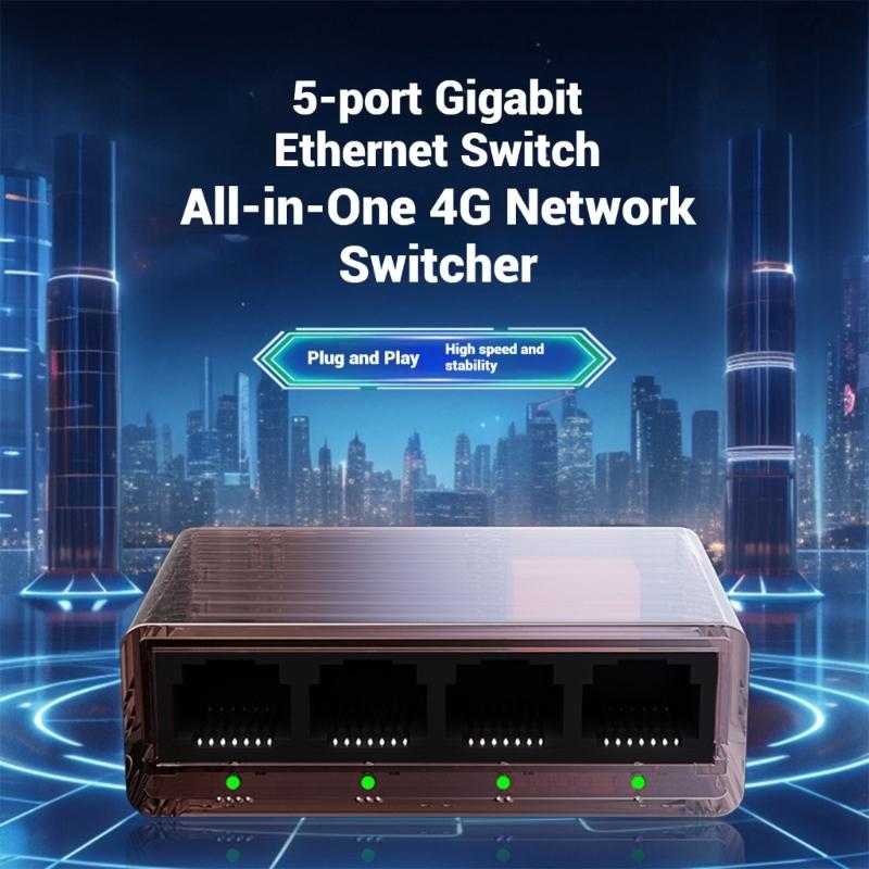 5-портовый Ethernet-коммутатор 10/100/1000 Мбит/с Гигабитный сетевой коммутатор Адаптер Дуплексный разветвитель Интернета Ethernet Интеллектуальный коммутатор