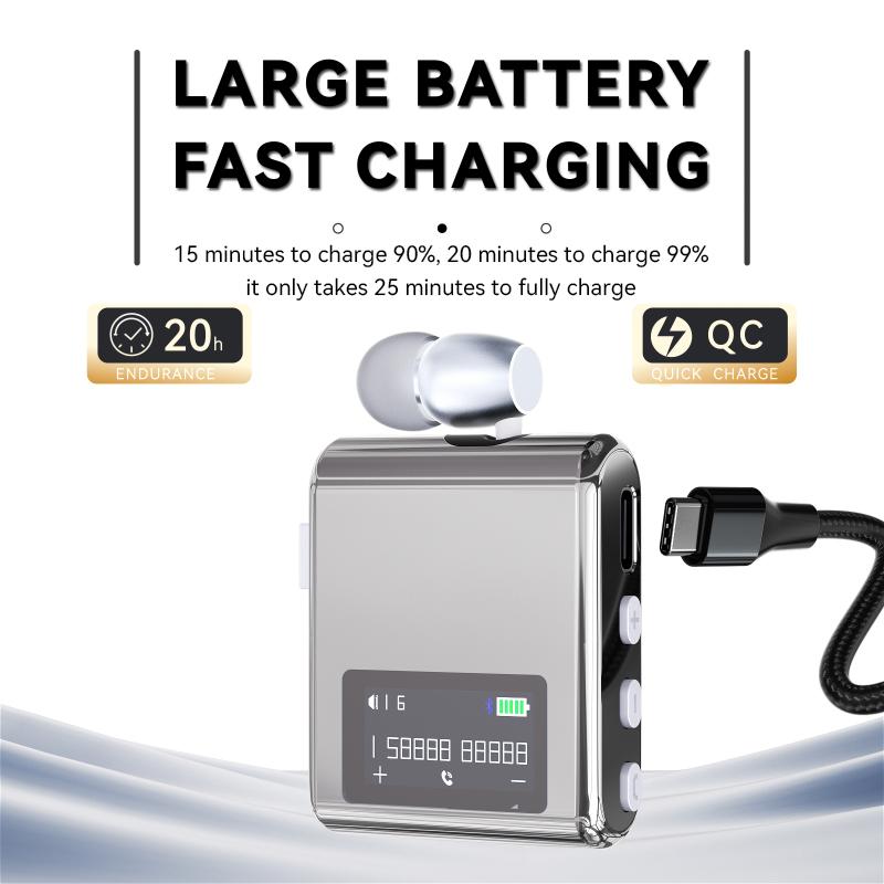 K89/K75 Lavalier Business Bluetooth 5.4 беспроводная гарнитура разговор/музыка 20H ЖК-цифровой дисплей HIFI наушники с микрофоном шумоподавление