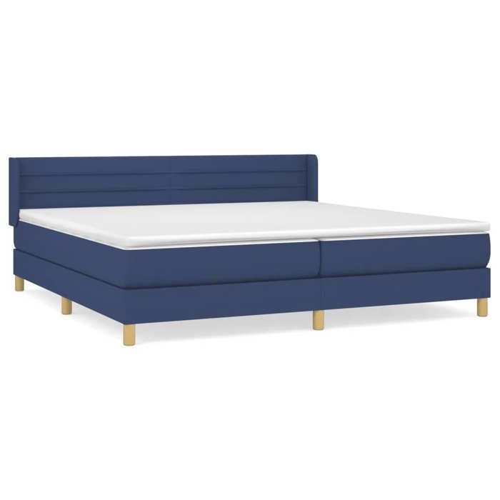 3130383 vidaXL Divan Bed with Mattress Blue 200x200 Cm Fabric