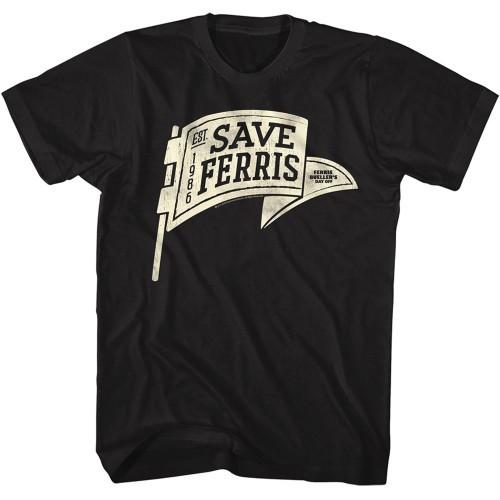 Ferris Bueller's Day Off Save Ferris Pennant Black Adult T-Shirt Unisex T-Shirt