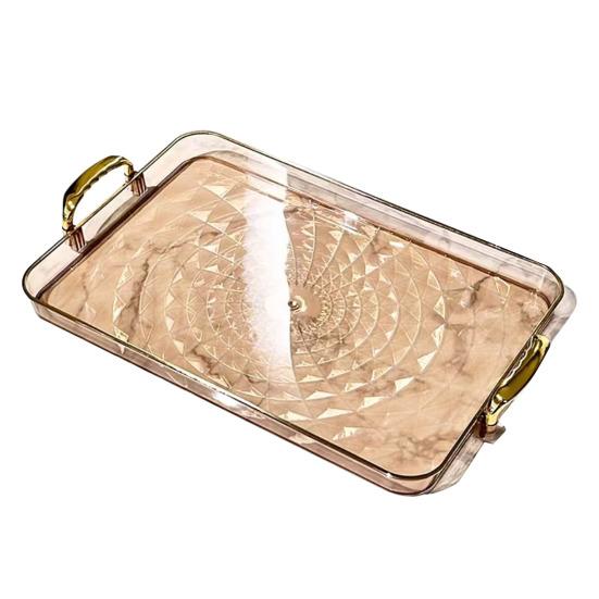 Прозрачный поднос для подачи с ручками, многоцелевой поднос для фруктов, закусок, десертов для домашних вечеринок, штабелируемый, декоративный, для хранения, кухонный органайзер