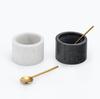 Marble Salt & Pepper Bowl Set: Modern Kitchen Cellar with Brass Spoons