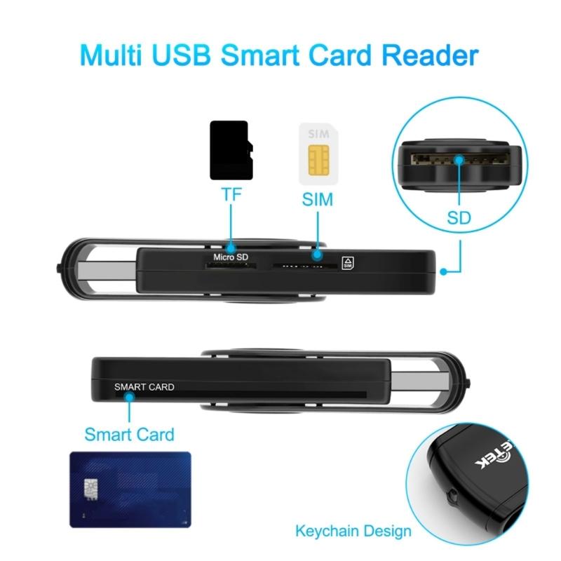 USB3.0 Card Reader for SDTF SIMs IDs IC Cards Fast Speed Compatibility with Win