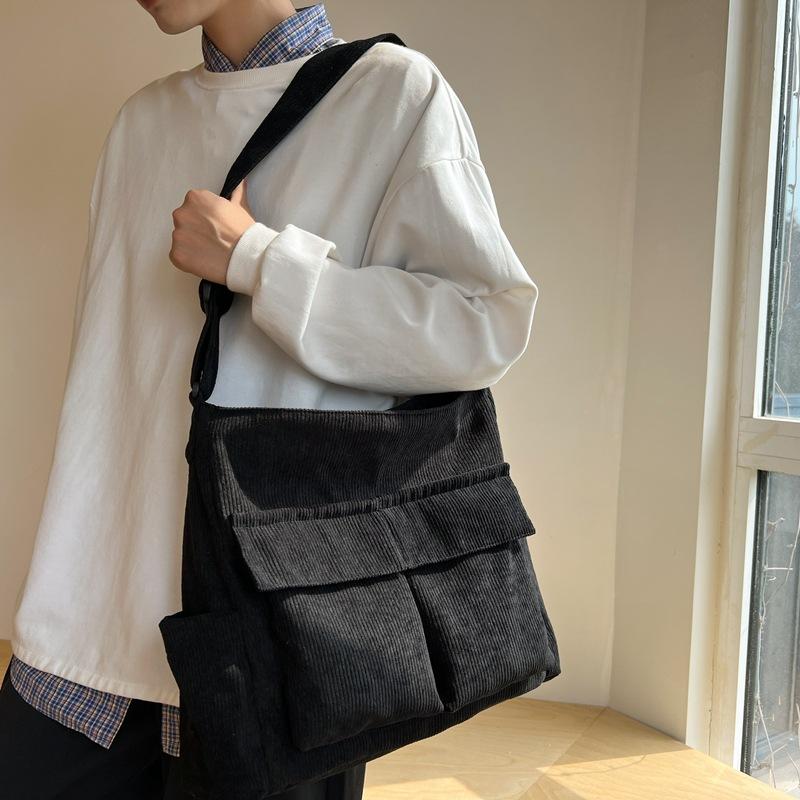 Вельветовая сумка через плечо Женская большая вместительная сумка Мужская сумка через плечо