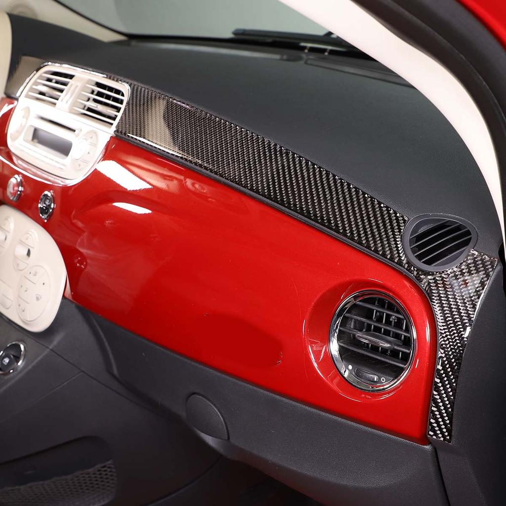 Для Fiat 500 2011 года - настоящая карбоновая накладка на центральную панель управления автомобиля, наклейка на приборную панель, автомобильные аксессуары
