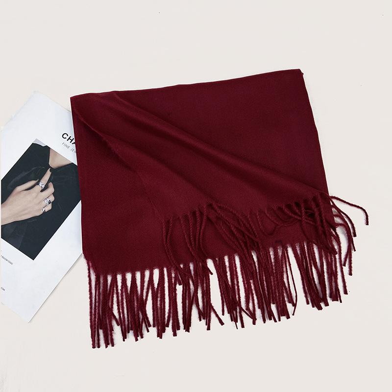 Autumn and Winter New Solid Color Scarf Imitation Cashmere Scarf Women's Warm Shawl Scarf
