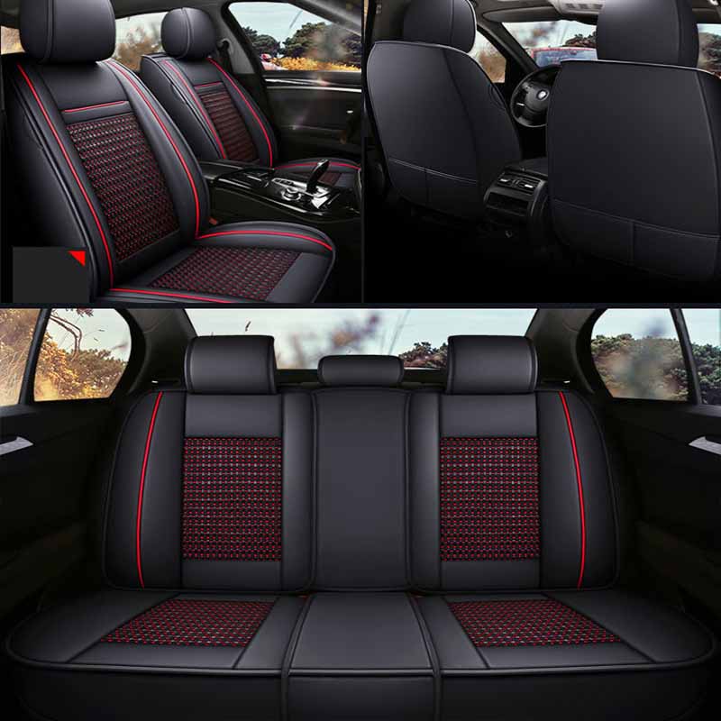Full Envelope Car Cushion Four Seasons Universal Leather Seat Cover Suitable for Applicable To Most Cars Cars SUV Trucks Pickups Airbag Compatible