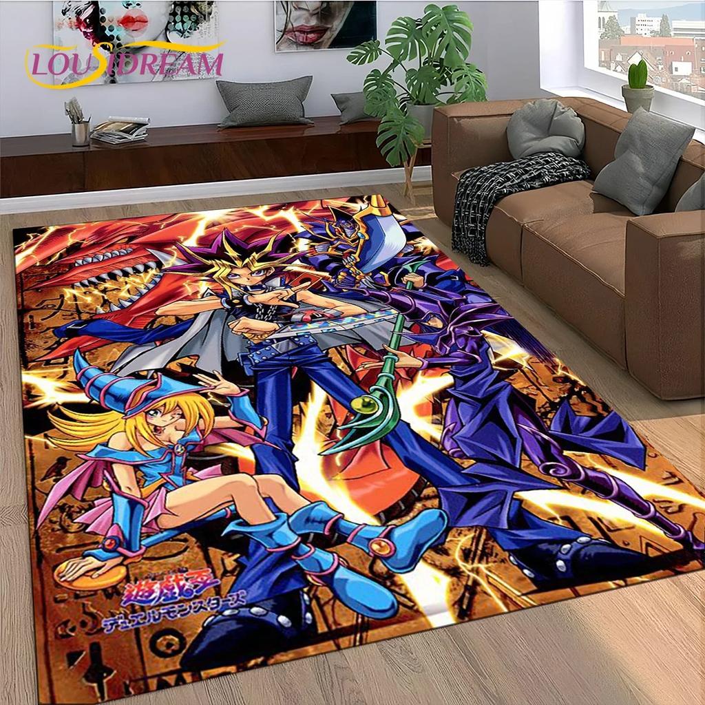 2025 New Yu-Gi-Oh Blue Eyes Dragon Monster Gold Card Cartoon Game Carpet Rug for Bedroom Living Room Home Sofa,Decor Floor Mat