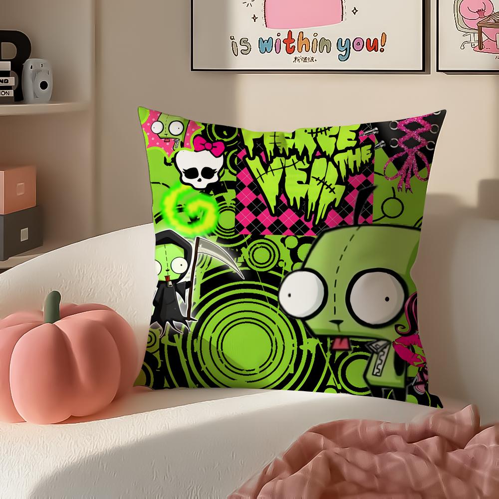 Странная Сумасшедшая Абсурдная Анимационная Серия IInvader Zim Наволочка Подушка Короткий Плюш Невидимая Молния Комнатная Диванная Наволочка