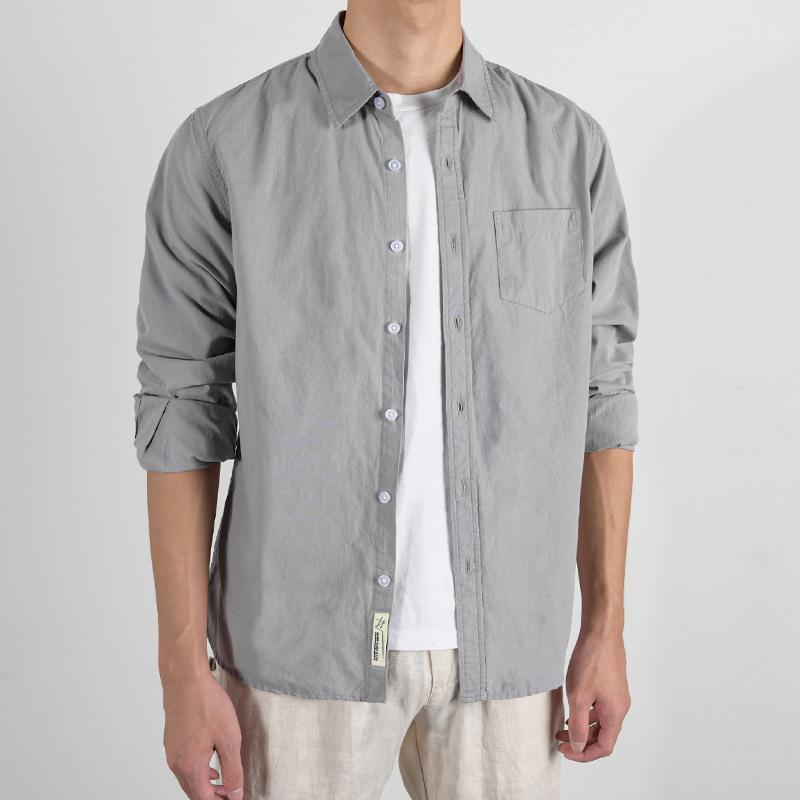 Pure Cotton, Autumn Men's Fashion Business Comfortable Slim British Style Work Casual with Breathable Cotton Long Sleeve Shirt