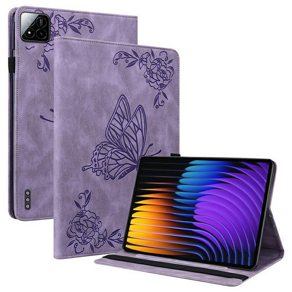 Чехол для Xiaomi Poco Pad X1/Pad 8 Pro/Pad 8/Pad 7 Pro/Pad 7, Кожаный чехол-книжка из PU кожи с принтом «Цветок бабочки» для планшета, с отделениями для карт