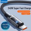 240W Super Fast Charging Transparent Type-C Cable for Huawei, Vivo, OPPO, Xiaomi, Honor Mobile Phones