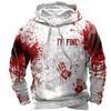 New Blood Printed Unisex Hoodies I'M FINE Print 3D Pattern Hooded Pullover Sweatshirt Fashion Hoodie Streetwear Long Sleeve Tops