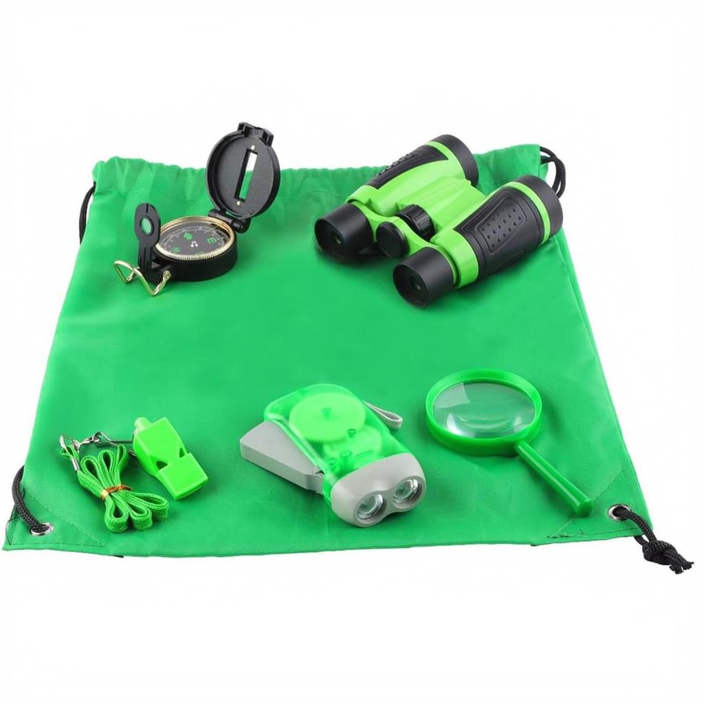 Outdoor Toy Set for Kids with Binoculars, Magnifying Glass, Flashlight and