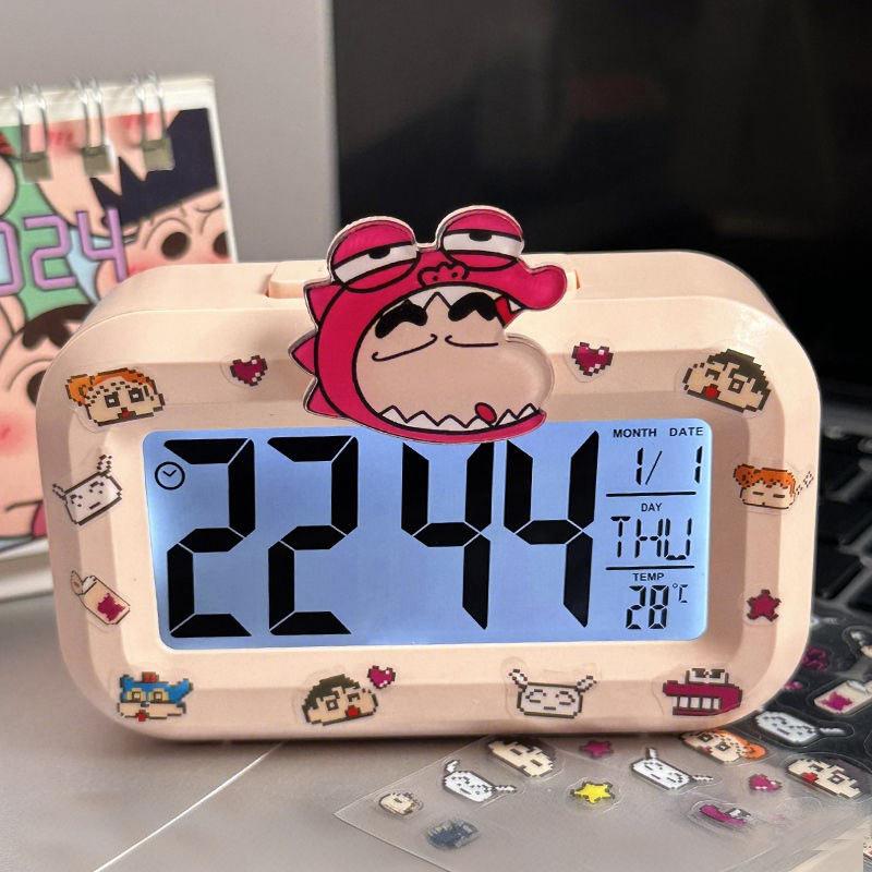 Crayon Xiaoxin Mini Electronic Alarm Clock for Students to Learn Countdown Temperature Display Children's Desktop Alarm Clock