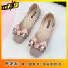 Square head flat sole single shoes women's 2025 spring and summer new Doudou shoes women's one-pedal shallow bow fairy style shoes